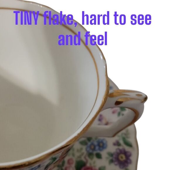 Crown Staffordshire Springtime Tea Cup‎ Saucer Floral Fine Bone China England - Picture 5 of 16